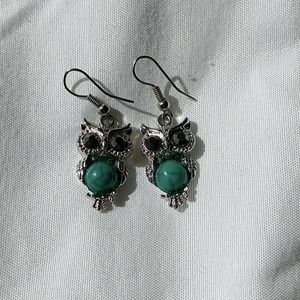 Turquoise owl earrings